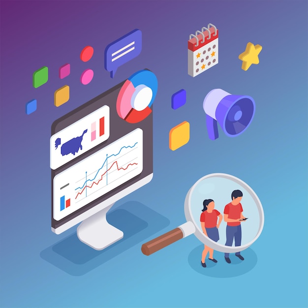 15 website Speed Optimization Tips for Improving site Speed in 2023 Free vector community manager social marketing online content creation isometric composition on color background vector illustration